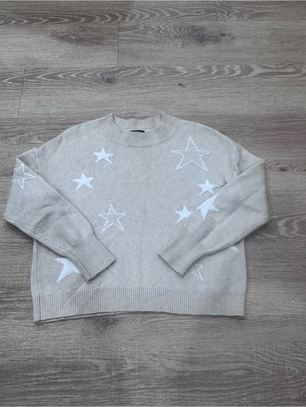 RAILS Kana Star Sweater XS Beige Camel White Stars Wool Cashmere Blend